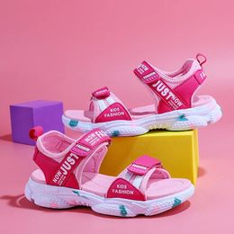 Summer Brand Non-slip Beach Shoes Children Sandals Girls Casual Shoes Kids Flowers Princess Flat Shoes Size 29-38 240517