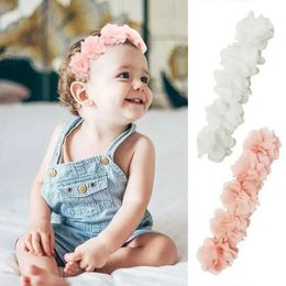 Hair Accessories Baby flower headband with hair accessories chiffon flower wreath pink ribbon hair band childrens and girls handmade DIY headbands WX