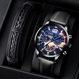 Wristwatches Leather Mens Watches Luxury Stainless Steel Quartz Calendar Watch For Men Luminous Male Business Bracelet Clock Reloj Homb 273m