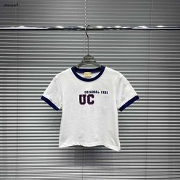 Top kids T-shirts Spliced cuffs design child tees Size 100-150 cotton Baby clothes summer boys girl Short Sleeve Jan20