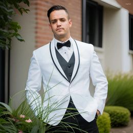 Men's Suits Groom Tuxedos For Wedding 2024 Slim Fit Formal Men Shawl Lapel Custom Fashion Cosutme 3 Pcs (Jacket Pant Vest)