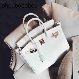 Handmade Handbag Handbag Luxurys Leather Bag Top Women's 2024 Lock Lychee Large Portable One-shoulder Cross-body Women's Cy