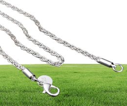 12 pcs 3 mm flash hemp rope silver chain necklace high quality 925 sterling silver plated charm unisex silver chain necklac9282956