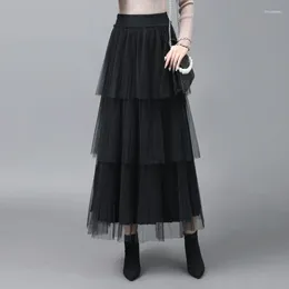 Skirts Three-Layer Net Falbala Joint Knitted Wool Cake Dress A- Line All-Match Slimming High-Waisted Skirt Wholesale