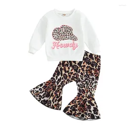 Clothing Sets Baby Girl Western Clothes Letter Print Short Sleeve T-Shirt And Elastic Flare Pants Summer Cute 2 Piece Outfits