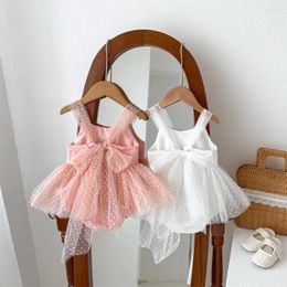 Girl Dresses Adorable Dots Tutu Romper Dress For Born Baby Girls Clothes Summer Bowknot Backless Toddler Strap Jumpsuit Overalls