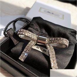 Hair Clips Barrettes New Style M Brand Luxury Womens Designer For Women Girls Bowknot Diamond Pins Fashion Hairpin Drop Delivery Jewel Otxmg