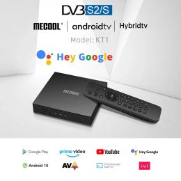 Box 4K Satellite MECOOL KT1 TV Receiver Amlogic S905X4 Netflixs Android TV 10 DVBS2 Dolby Google Italy Spanish TV BOX
