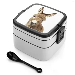 Dinnerware Donkey Portrait Bento Box Leakproof Container For Kids Baby Farm Animal Animals