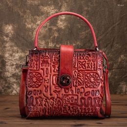 Shoulder Bags High Quality Women Real Cowhide Tote Handbag Crossbody Bag Oracle Bone Pattern Vintage Genuine Leather Messenger