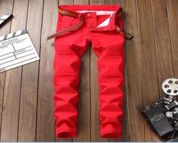 Top quality men039s Pleated stitch red Jeans New Designer Men Jeans Famous Brand Slim Fit Mens Printed Jeans Denim Pants 71196950627