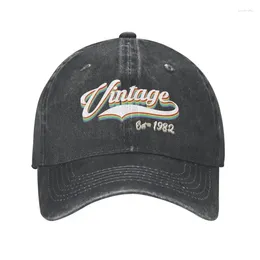 Ball Caps Fashion Cotton Vintage In 1982 Birthday- Baseball Cap For Men Women Breathable 40th Years Old Dad Hat Sun Protection