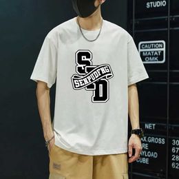 Men's T-Shirts Mens Cotton Breathable T-shirts Summer Oversize Short Slve Graphic Aesthetic T Manga Harajuku Strtwear Gym Goth Clothes Y240516