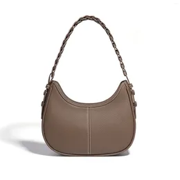 Shoulder Bags 2024 Genuine Leather Ladies Underarm Bag Women Cowhide Simple Handbags Luxury Designer Female Messenger Coffee