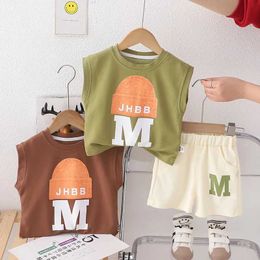 Kleidung Sets Säuglinge Jungen Jungen Kleidung Sets Kinder Sommer Girl Boy ärmellose Weste Shorts Anzug Kinder Kleidung Mode Outfits Kinder Kostüm Y240515