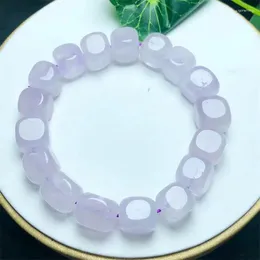 Link Bracelets Natural Lavender Amethyst Cube Bracelet Women Trendy Reiki Healing Elastic Bangles Yoga Energy Wristband Jewellery Gift