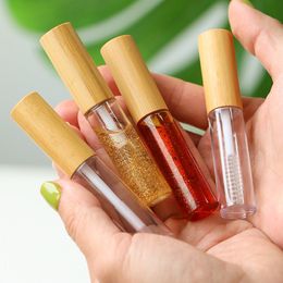 Natural Bamboo Lip Gloss Glaze Tube Eyelash Mascara Bottle High-grade Eyeliner Container DIY Nail Edge Oil Empty Tube J63