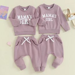 Clothing Sets 0-36months Baby Girls 2 Piece Outfit Letter Print Long Sleeve Sweatshirt And Elastic Pants Set Girl Spring Fall Clothes