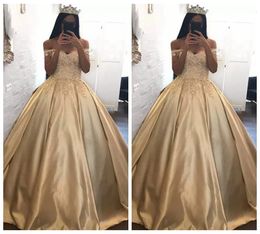 2019 Off Shoulder Lace Appliques Quinceanera Dresses Custom Corset Back Ball Gown Plus Size Arabic African Prom Party Dress Junior2157745