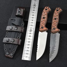Brothers Outdoor portable portable self-defense knife Survival camping small straight knife handle strap