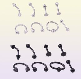 8pcsset Stainless Steel Barbell Helix Lobe Tongue Belly Nose Rings Ball Punk Helix Rook Tragus Septum Lip Eyebrow Body Piercing5840229