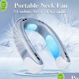 Other Home & Garden New Portable Neck Fan 5000Mah Usb Rechargeable Bladeless Silence Mini Electric Neckband Wearable Air Conditioner C Dhy3X