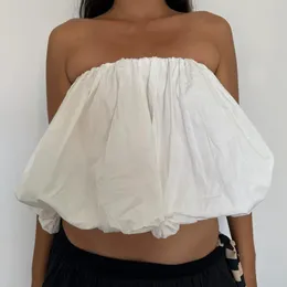 Women's Tanks Hirigin Solid Sexy Strapless Two-Way Crop Top Skirt For Women Summer Fashion Sleeveless Folds Off Shoulder Girl Club Vestido