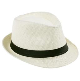 Fashion Unisex Starw Panama Fedora Hats Stylish Summer Stingy Brim Beach Travel Caps Ivory ZDS6107936532