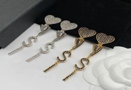 Trendy brand CZ diamond letter dangle earring ear cuff classic designer Tassel earrings Jewellery women lady party wedding lovers gi3710550