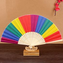 Chinese Style Rainbow Fan Han Chinese Clothing Decoration Wedding Party Banquet Bamboo Folding Fans Home Living Room Decor TH1447