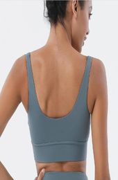 L20 Shockproof Gather Yoga Bra Tank Camis Deep V Back Sports Women Underwears Running Fitness Padded Vest Tops Match for Leggins 7258402