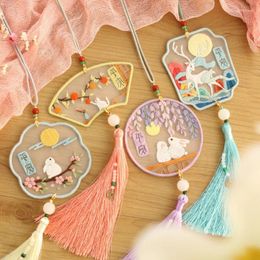 Decorative Figurines Bookmarks Cross Stitch Fan Tassel Diy Embroidery Exquisite Needle Minder Kit Threads Knitting Fabric Needlework Decor