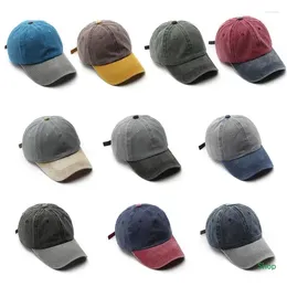 Ball Caps Dropship Men Women Vintage Washed Distressed Cotton Baseball Contrast Color Patchwork Outdoor Sports Sunscreen Adjustable