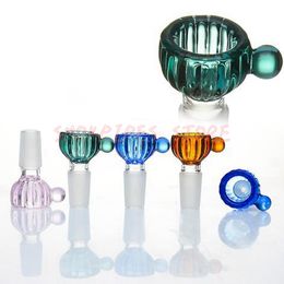 Colourful Bong Hookah Smoking Thick Glass 14MM 18mm Male Joint Handle Handmade Replacement Bowls Herb Tobacco Oil Philtre WaterPipe Bubbler DownStem Holder DHL