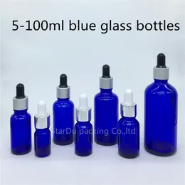 Storage Bottles 5ml-100ml Blue Glass Bottle With Dropper Essential Oil High Quality Perfume