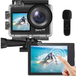 Sports Action Video Cameras Action camera 5K 30FPS waterproof underwater camera 131 feet with touch screen motion camera and EIS stable 5X zoom J240514