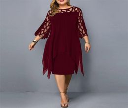 Women039s Summer Dress Plus Size Party Ladies Elegant Mesh Sleeve Casual Wedding Club Outfit Clothing 6XL 2106184390896