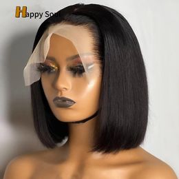 Brazilian Short Bone Straight Bob Wig 13X4 HD Transparent Lace Wig Lace Front Human Hair Wigs for Women Highlight Wig Human Hair