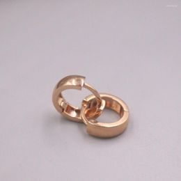 Dangle Earrings Real Pure 18K Rose Gold Hoop Women Gift Lucky Smooth 2.87g