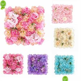 Decorative Flowers & Wreaths New Artificial Flower Wall Wedding Background Decoration Roses Suitable For Home Baby Shower Drop Deliver Dhx1Q