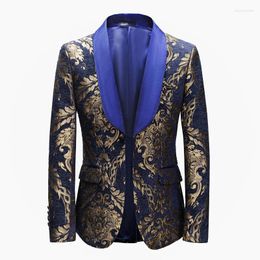 Men's Suits Stylish Vertical Sequin Men Blazer Jacket Shawl Lapel One Button Glitter Male Clothing Wedding Party Dinner Costume Homme