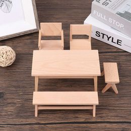 1:12 Dollhouse Miniature European Dining Table Chair Bench Armchair Model Furniture Accessories For Doll House Decor Kids Toys