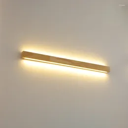 Wall Lamp Solid Wood Modern Simple LED Log Strip Living Room Decor TV Background Bathroom Mirror Bedside Light