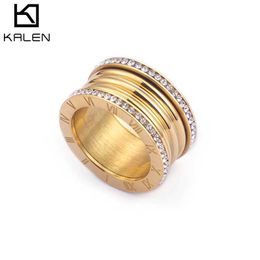 Band Rings Karens new 3-color stainless steel bag for womens fashionable cubic zirconia wedding or womens Roman digital Anillos printed Jewellery J240516