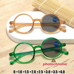 Sunglasses Intelligent Pochromic Reading Eyeglasses Women Men Fashion Trend Round Frame Finished Optical Far Sight Eyewear