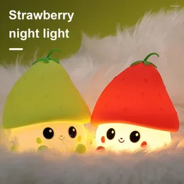 Night Lights Rechargeable Light Food-grade Material Strawberry Lamp With Dimmable Touch Control Silicone