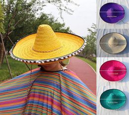 Berets Mexican Party Hat Pompom Straw Shawl Hawaiian Style Halloween Cosplay Wed Costume Holiday Decorations EasterBerets Chur221285544