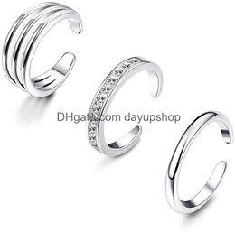 Toe Rings Open Set For Women Simple Thin Cz Tail Band Ring Adjustable Summer Beach Foot Jewellery Apply To Finger Drop Delivery Ot4Vf