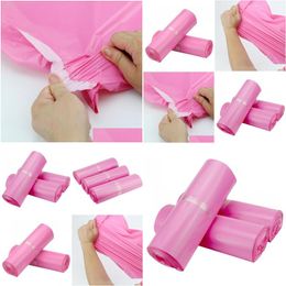 Packing Bags Wholesale 100Pcs/Lot Pink Poly Mailer 17X30Cm Express Bag Mail Envelope/ Self Adhesive Seal Plastic Pouch Dh8575 Drop Del Dhwt6