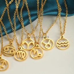 Fashion Zodiac Jewellery Stainless Steel Horoscope Necklace Custom 18k Gold Plated Minimalist Astrology Symbol Necklace For Women